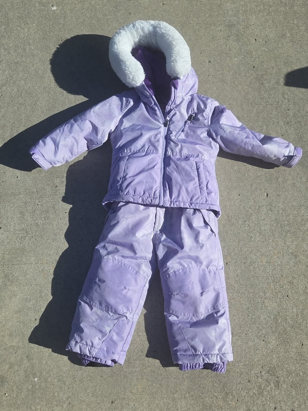 Snozu Insulated Hooded Snowsuit 3T Purple/White Zip Polyester Winter